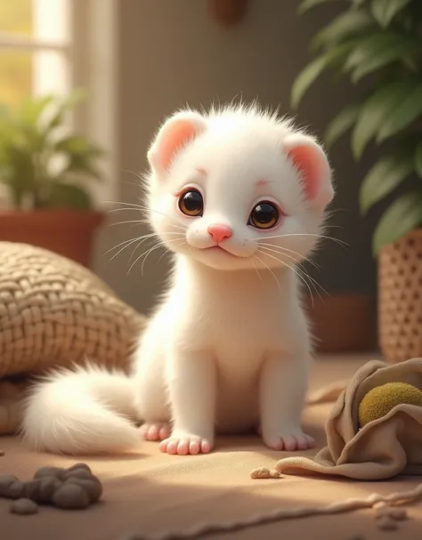 cute white ferret