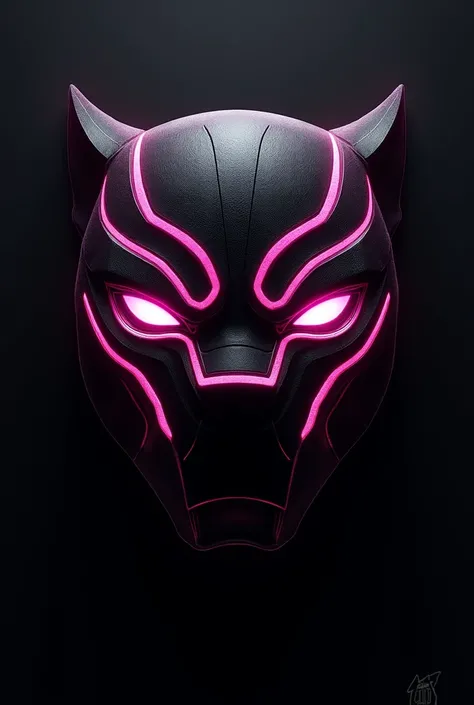 Black panther logo with pink details 

