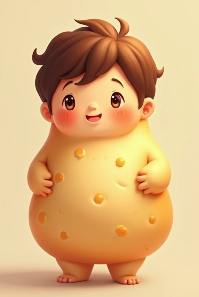 chubby woman looking like a cheese bread short hair