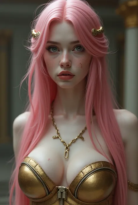 ((perfect anatomy:1.2,realistic:1.3,RAW Photography:1.3,masterpiece、highest quality、Ultra - High resolution、High resolution、Highly detailed CG、8K)), full body,1 Goddess Athena, long hair, straight hair, pink hair, ((beautiful detailed face and eyes:1.2,big...