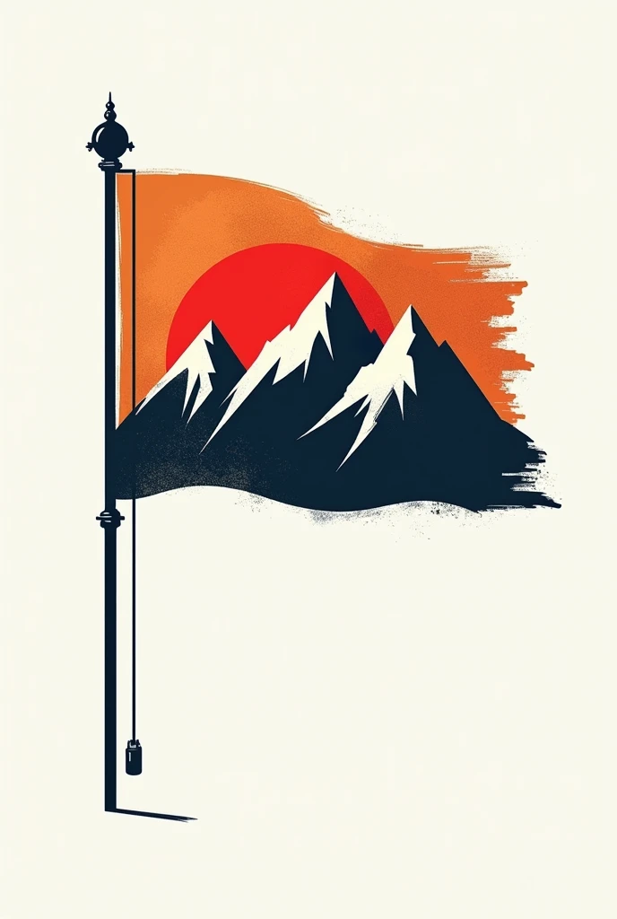 The image appears to represent a flag, likely conveying elements related to identity and culture. The design elements, such as the mountains and sun, suggest a style that combines traditional symbolism with a modern graphic approach. This can often be seen...