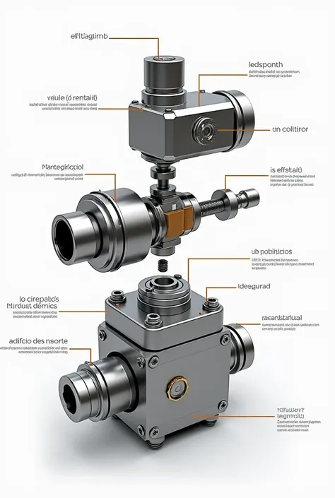 Parts of an adjustable oil choke detailed parts in Spanish