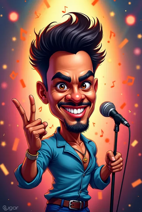 Believe the singer Luar the L of Puerto Rico in Caricature 