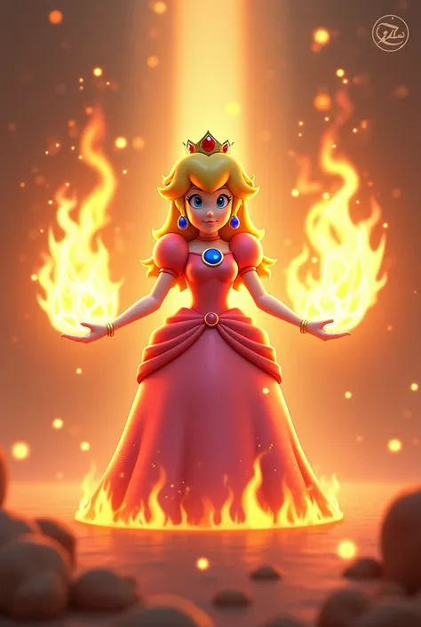 PRINCESS PEACH THROWING FIRE IN A BOTTOMLESS HAND AND GETTING GIVEN THE FIRE IN ADDITION TO THROWING