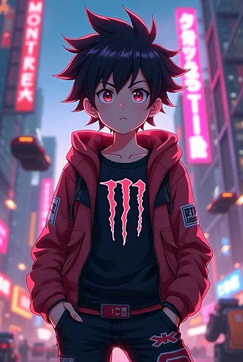 Anime character with monster energy 
