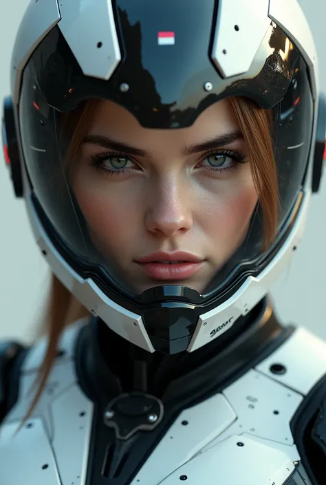 a close up of a woman (Emma Watson )in a futuristic suit with a helmet on, cyberpunk art inspired by Marek Okon, cgsociety contest winner, digital art, girl in mecha cyber armor, , diverse cybersuits, cybersuit, wearing futuristic armor, female mecha, sci-...