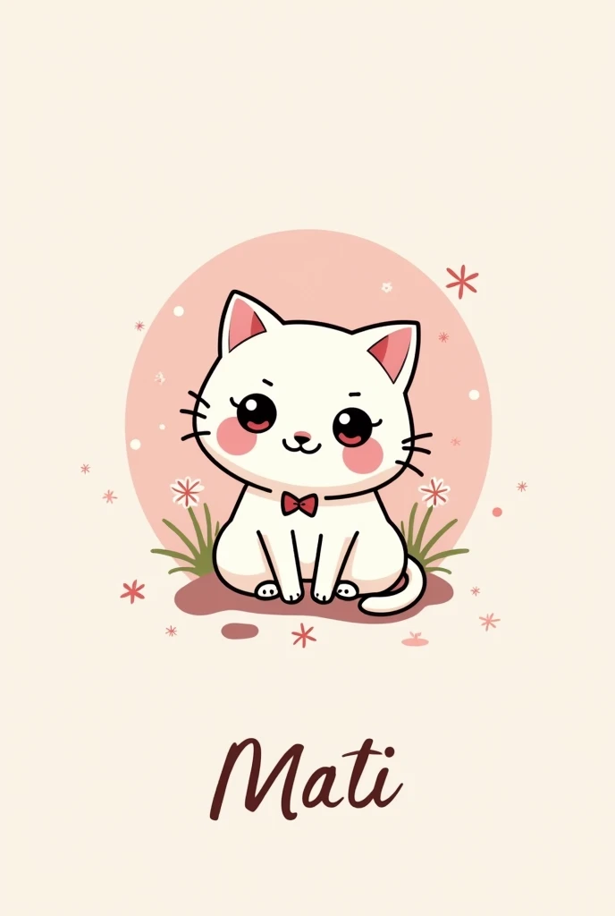 Create me a super kawaii and aesthetic manicurist logo, where a cat appears. Let its name be "Mati" or something like that, and let the drawing be simple. Please make it look like a good professional Instagram logo 