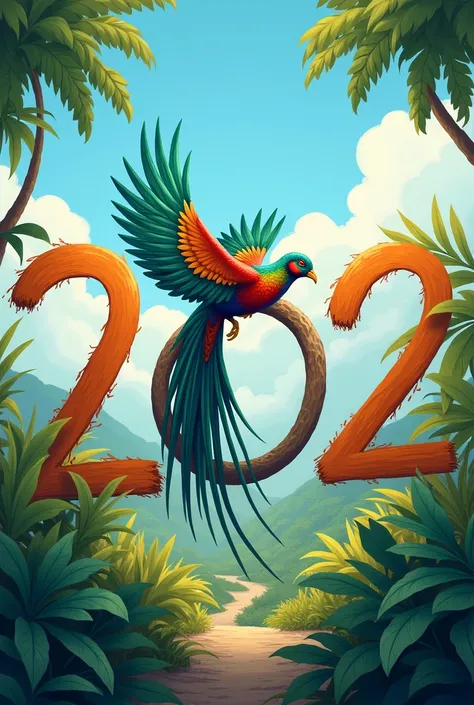 number "202" with an ave "quetzal" from Guatemala flying in the middle of it "0"