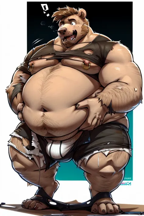 fat furry bear ( fat, 1200 pounds, nipple piercing ), in underpants, lap, looking shocked, looking surprised,Excessive obesity , (drak), digitigrade, male, clothes, musclegut
BREAK (by zackary911, by braeburned, by haps), (transformation:1.3), on knees, ri...