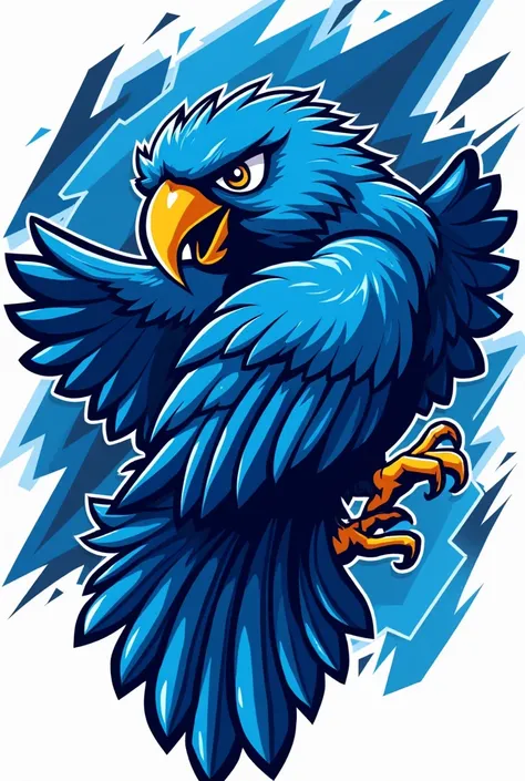 A team shirt with a blue macaw mascot
