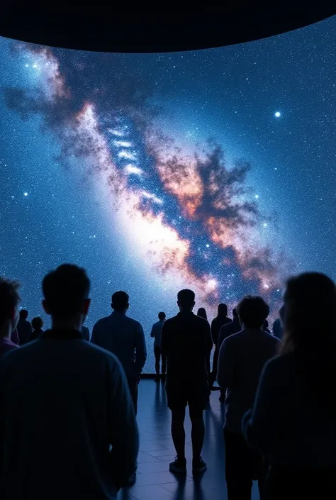 People watching the Milky Way on a screen
