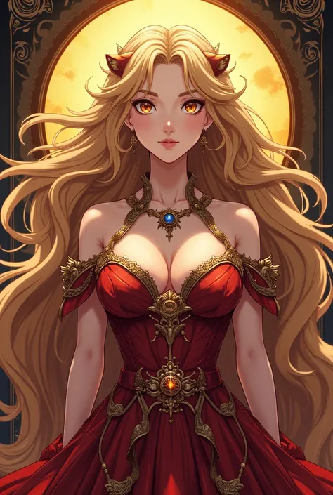 Create a series of anime-style half-body portraits, each representing a Goddess of Zodiac for the 12 zodiac .Leo: A character with a lion’s mane, dressed in royal attire, exuding an aura of bravery.