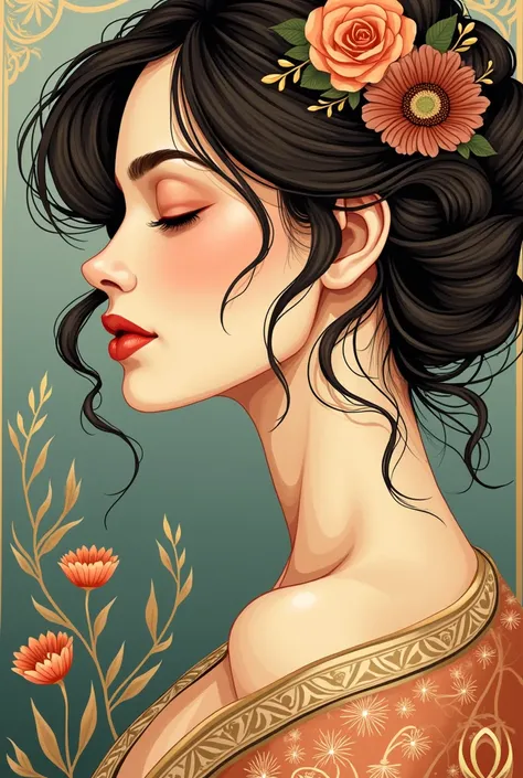 a close up of a person, vector art, art nouveau, ios app icon, woman is curved, a beautiful artwork illustration, maternal photography 4 k:;4 version différentes 