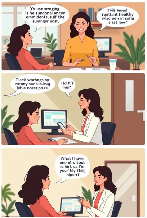 To turn this clinical case into a comic strip, here is how you can divide the story into panels:

---

**Comic Title:** *Missão Pele Radiante - A Jornada de sofia*

---

**Page 1: Introduction**

- **Quadro 1:** 
  - *imageio*: sofia sentada em sua mesa de...