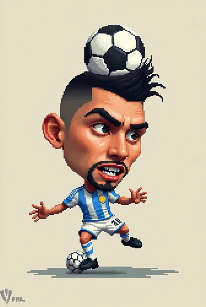 Mauro Icardi&#39;s head ball game should be made in small sizes, in a caricatured pixel style, with a very close to real image. 
