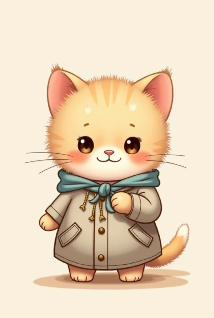 Cute and chubby kitten wearing clothes　standing