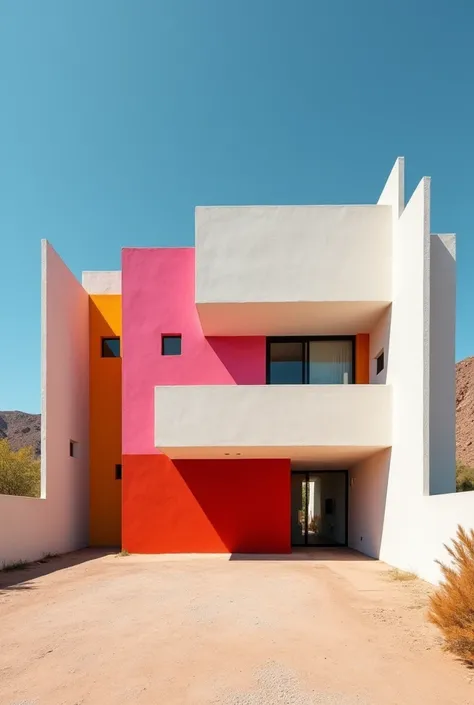 Imagine a house facade in the style of Luis Barragán, MONUMENTAL