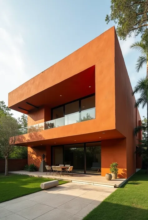 Imagine a house facade in the style of Luis Barragán, MONUMENTAL, cantilever 