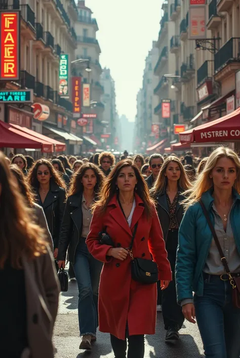 noisy and crowded cities, France, women 