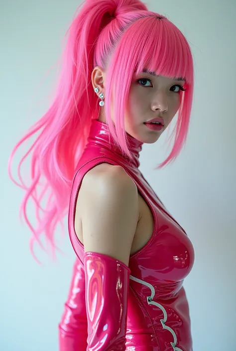 Latex Costume Japanese Women Hair Pink High Definition Ponytail