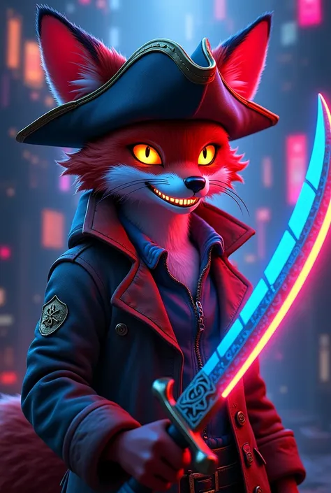 Foxy the Pirate Fox neon glowing color
