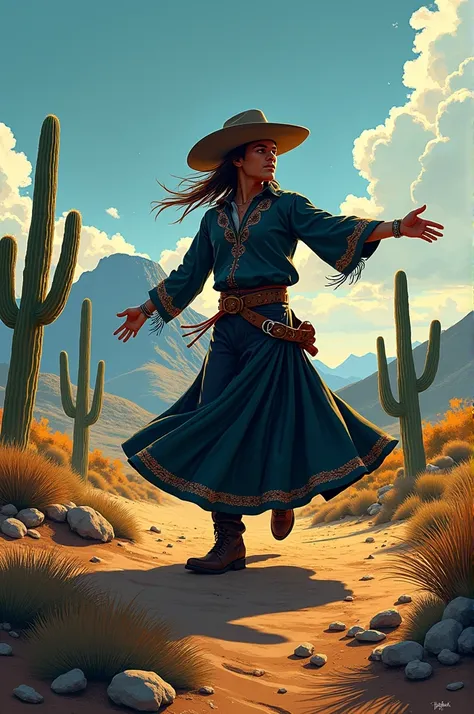 Let&#39;s see, find a cowboy dancer, a girl in northern clothing NOT FROM A SPECIFIC NORTHERN REGION Includes THE TENABARIS ON ONE SIDE The TETAKAWI hill IN THE DISTANCE SOME SAHUARO Type of logo that is the silhouette of a Mexican folklore dancer with the...