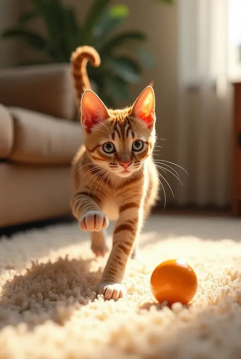 A cat playing ball