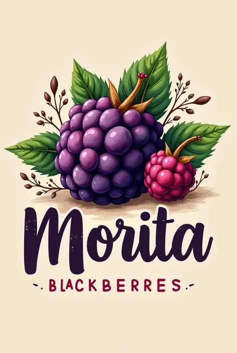 Logo drawing style for selling fresh organic blackberry, called morita 
