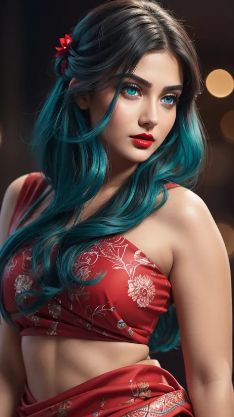 naked,big , night bokeh effect background, perfect blue eyes, fantastic face, Indian, beautiful look, ((red lips, bright eyes, curve heir 1.5)), ((beautiful details body)), A glorious gorgeous, glorious gorgeous face, pretty face, bright eyes, (silky Teal)...