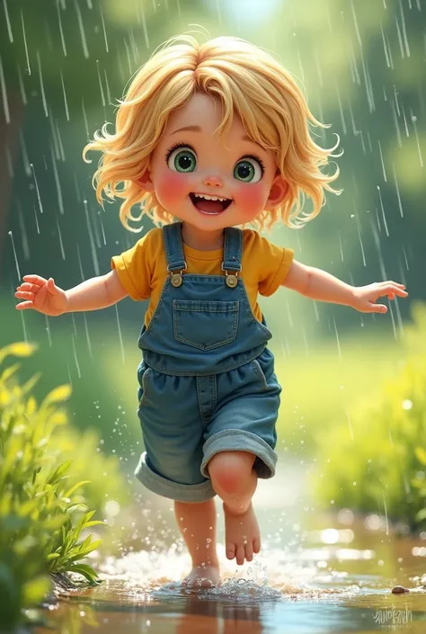 Girl wetting overalls
