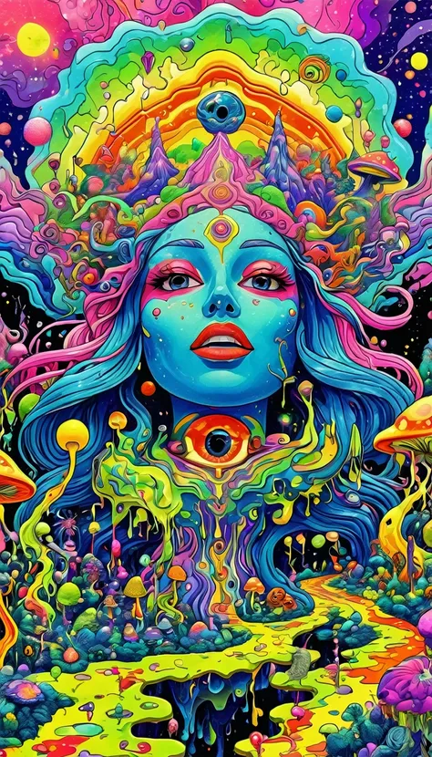 psychedelic abstract art many pussy,  pussy psychedelic, puzzling, melt, bright colors, tumblr, psychedelic art, psychedelic ill...