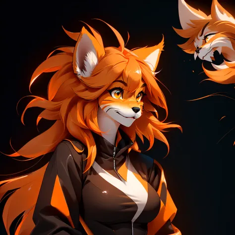 envision a 8k, highres, cinematic, beautiful extreme close up face pinup of a cute furry fox female anthro, with a slender body,...