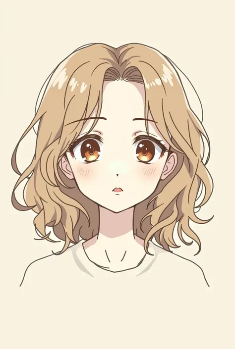 A person with light brown eyes.
body hair: wavy
Hair color: light brown and thin, but in a simple drawing style , for me to copy over