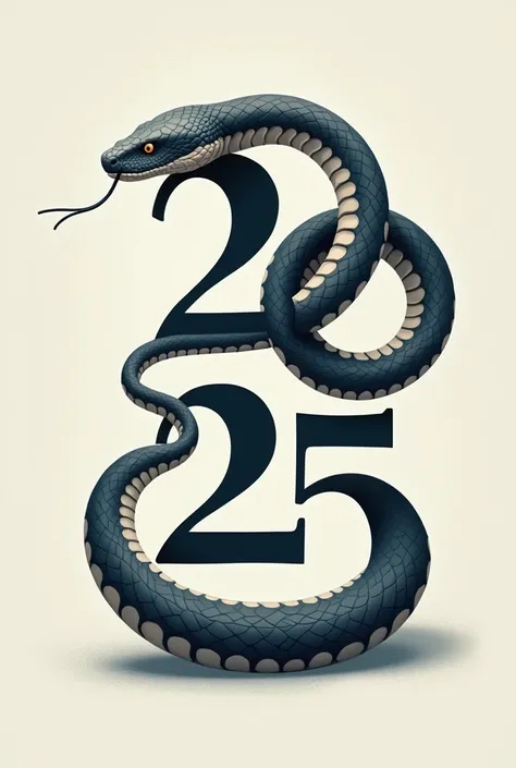 The numbers 2025 are made from the body of a snake, in vector style
