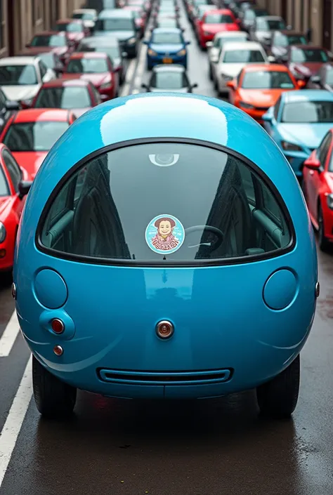 Create a blue Parati ball car with a LOWGRAUND sticker on the glass, but it&#39;s big and it&#39;s in a place full of cars.