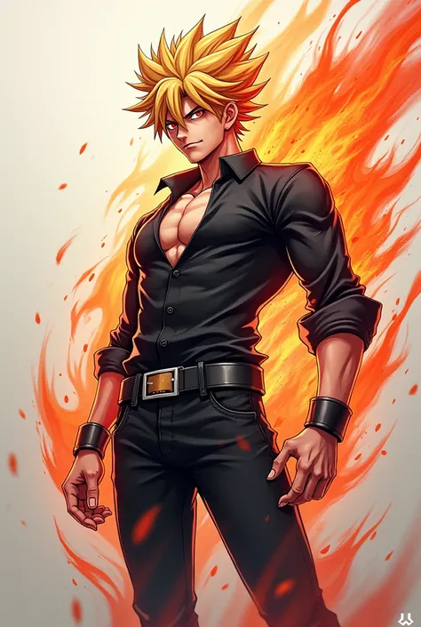 Bakugo just like in anime with shirt and pants
