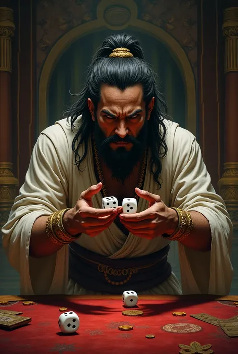 Sangkuni is holding the pair of dice 