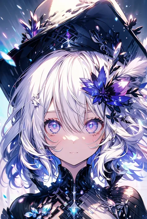 One girl, High-resolution model, White Hair，Purple Eyes，Your eyes shine like jewels，water droplets，Starlight，Long Hair, 