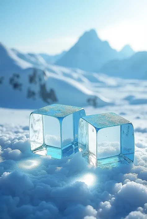 I want you to make me some images of ice cubes for advertising with the theme of North Pole Ice