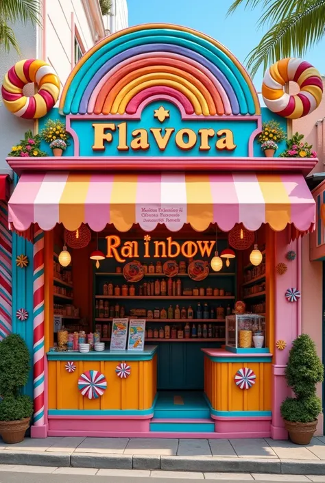 A store that says Rainbow flavora in Spanish
