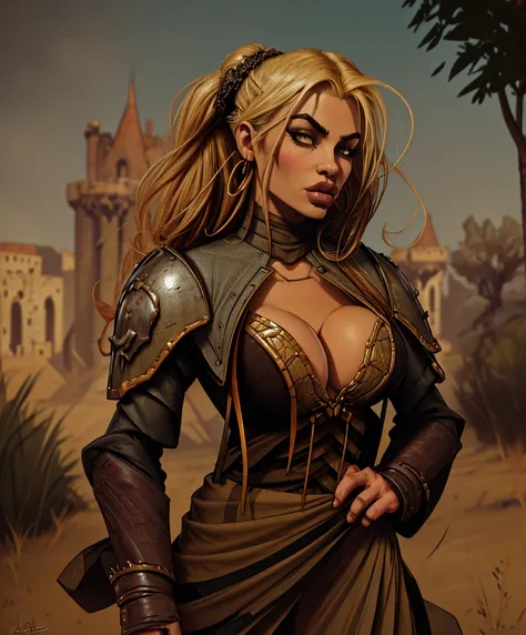 core_9, score_8_up, score_7_up, score_6_up, Solo focus.  Single character image. (((Dressed in traditional medieval fantasy attire for a dark fantasy game.)))  (((Appears to be 20 years old with youthful looks.)))   (((Medieval fantasy attire.))) Very sexy...