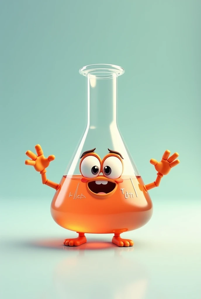 can you make me an erlenmeyer flask with eyes, animated hands and feet