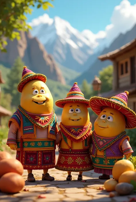 Peruvian potatoes in Peruvian costume 
