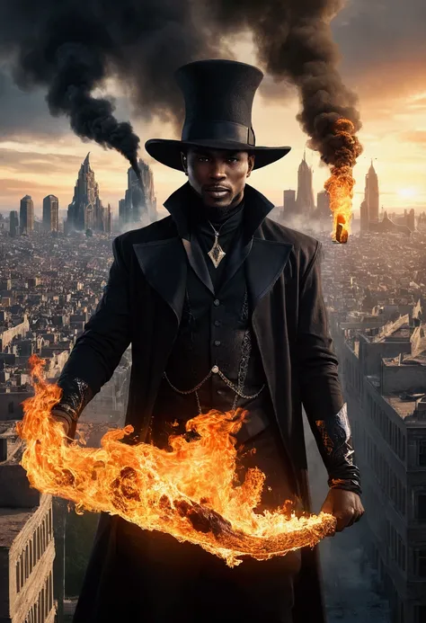 Black magician burning the whole city