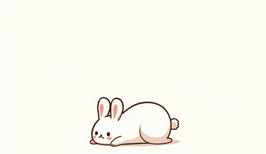 A deformed long-bodied rabbit、Line art、Sticker Stickers、Lying down、The body thickness is the same、Sanrio、Round eyes、Mascots、