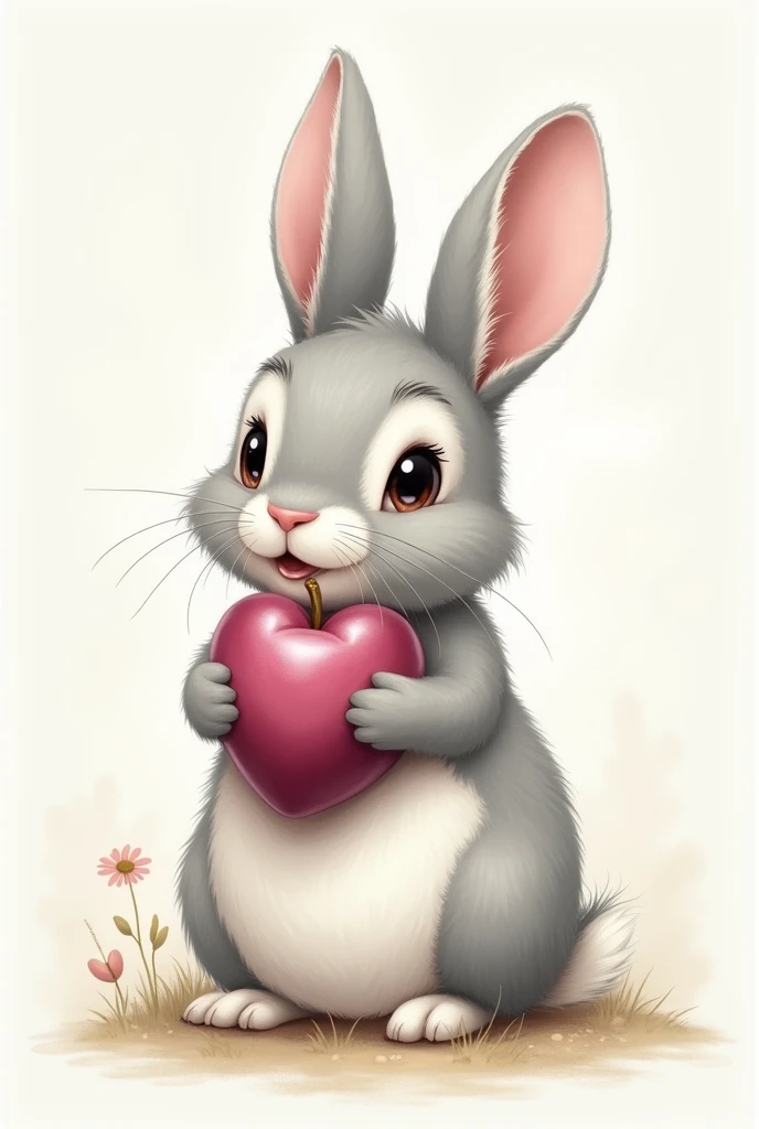 Create a very beautiful image of a rabbit holding a grape and make it look like a very beautiful drawing