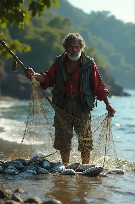 Show me a man fishing with a cast net and he gets dead fish 