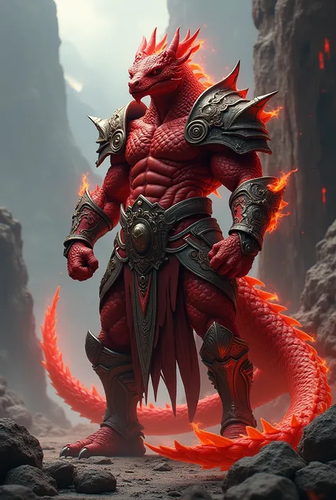 Red Dragonborn Armored Warrior 