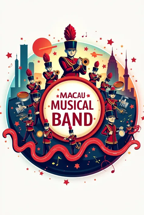 Marching band logo with the name Macau Musical Band in the center

