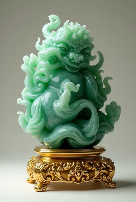 There is a colorful jade on the exquisite gold base，Realistic，Rich in details，Best quality 4k，